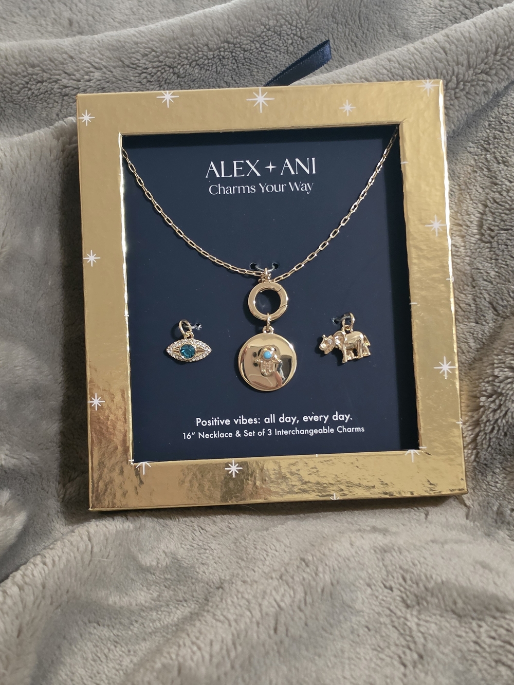 Alex and Ani Gold Charm Necklace with Turquoise Accent